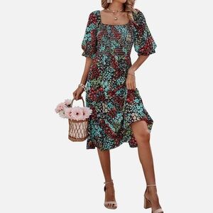 Beautiful floral ruched dress